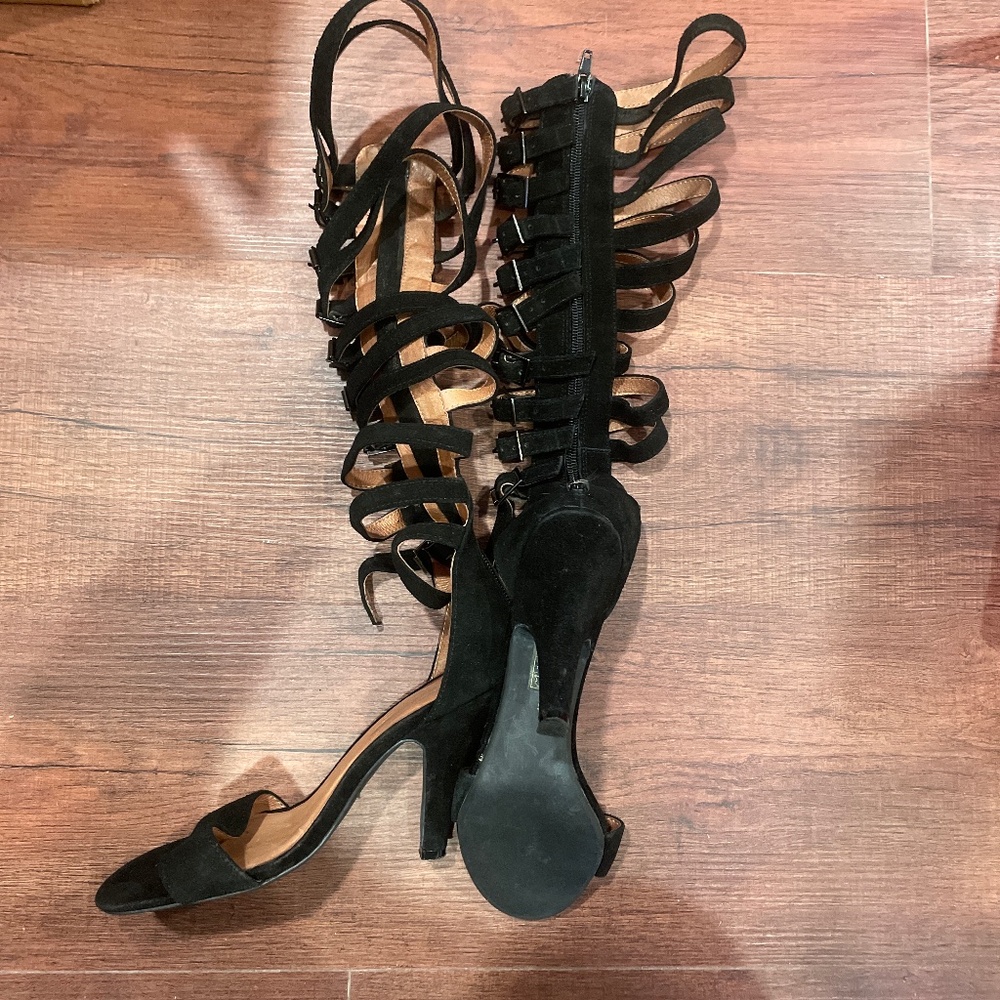 1 WEEK FINAL NEW LAST CHANCE JEFFREY CAMPBELL Black Leg Strap High Heels